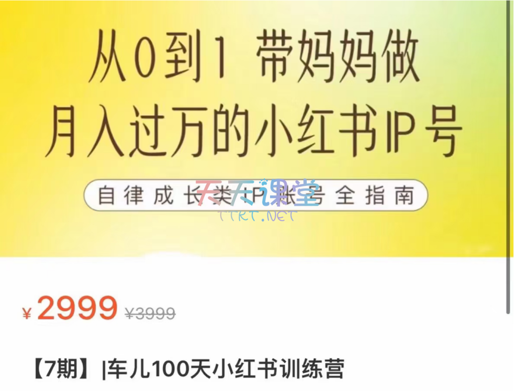 车儿100天小红书训练营·从0到1带妈妈做-月入过万小红书IP号【第7期】