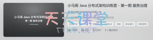 小马哥Java 分布式架构训练营，第1期+第2期+第3期+第4期