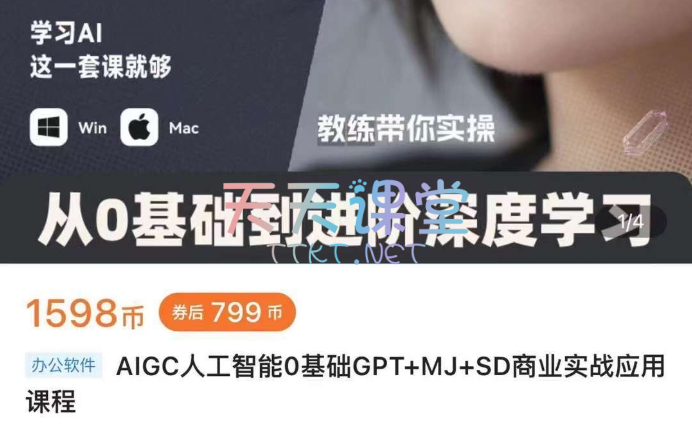 AIGC人工智能0基础GPT+MJ+SD商业实战应用课程-AIGC人工智能零基础到进阶商业技术应用训练营 [2.69G]