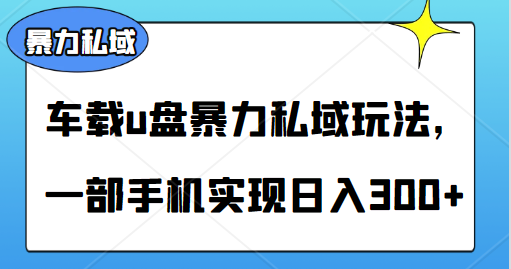 车载u盘暴力私域玩法，一部手机实现日入300+