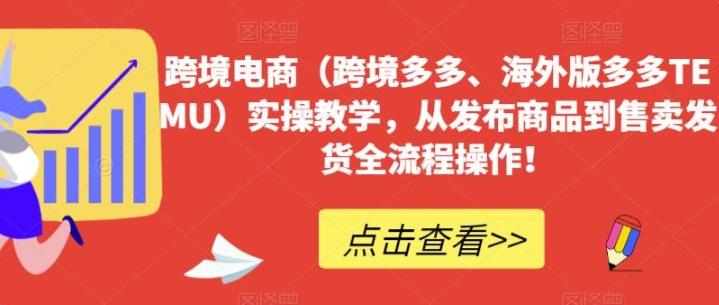 跨境电商（跨境多多、海外版多多TEMU）实操教学，从发布商品到售卖发货全流程操作！