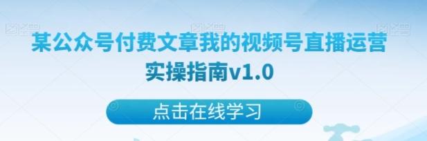 某公众号付费文章我的视频号直播运营实操指南v1.0