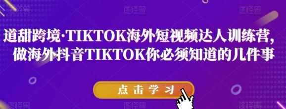 道甜跨境·TIKTOK海外短视频达人训练营，做海外抖音TIKTOK你必须知道的几件事（趋势、网络、变现、赛道、选品）