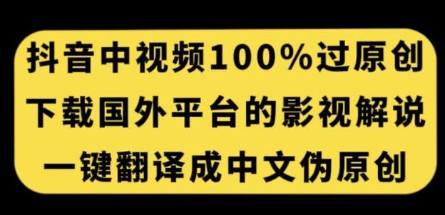 抖音中视频百分百过原创，下载国外平台的电影解说，一键翻译成中文获取收益