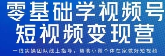 0基础学视频号短视频变现，适合新人学习的短视频变现课