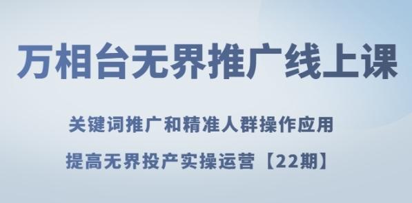 万相台无界推广线上课关键词推广和精准人群操作应用，提高无界投产实操运营【22期】