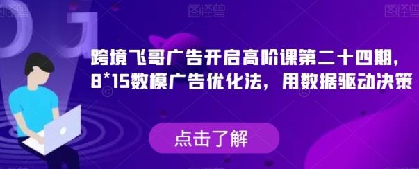 跨境飞哥广告开启高阶课第二十四期，?8*15数模广告优化法，用数据驱动决策