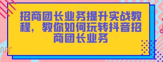 招商团长业务提升实战教程，教你如何玩转抖音招商团长业务